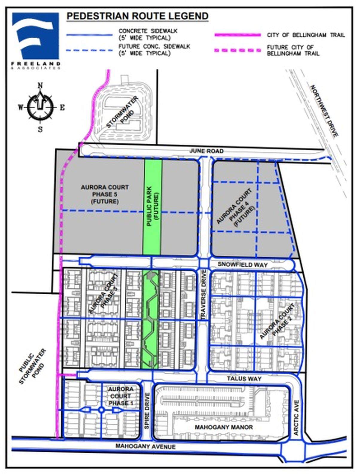 A map shows the location of the new Northern Lights Park in green, sandwiched in a development of townhomes and another planned development.