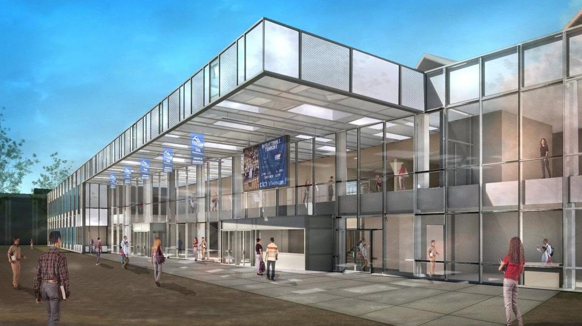 
Demolition work on part of Carver Gymnasium is underway on the Western Washington University campus. This is a rendition of what the remodeled building will look like.

