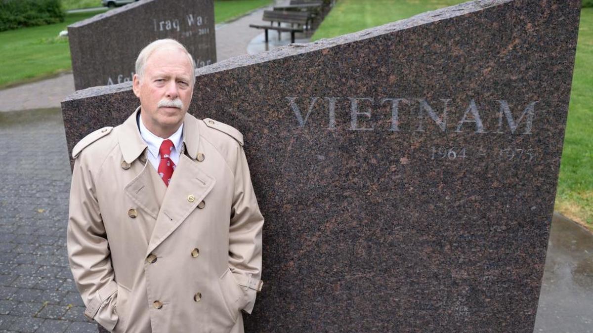 Rotary Club of Bellingham board member Frank “Sandy” McIntire at Sunnyland Memorial Park in Bellingham on Thursday, May 19, 2016. The Rotary Club is the new steward of the memorial. McIntire served in the U.S. Marines from 1971 to 1974.