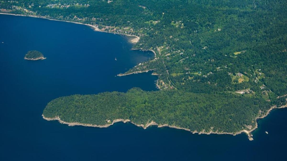 The Governors Point peninsula, which is south of Bellingham, is shown in this aerial photo from June 4, 2014. It has been sold for $5.7 million to a Canadian business owner, who is proposing to build 16 homes there while setting aside two-thirds of the land as a nature reserve.
