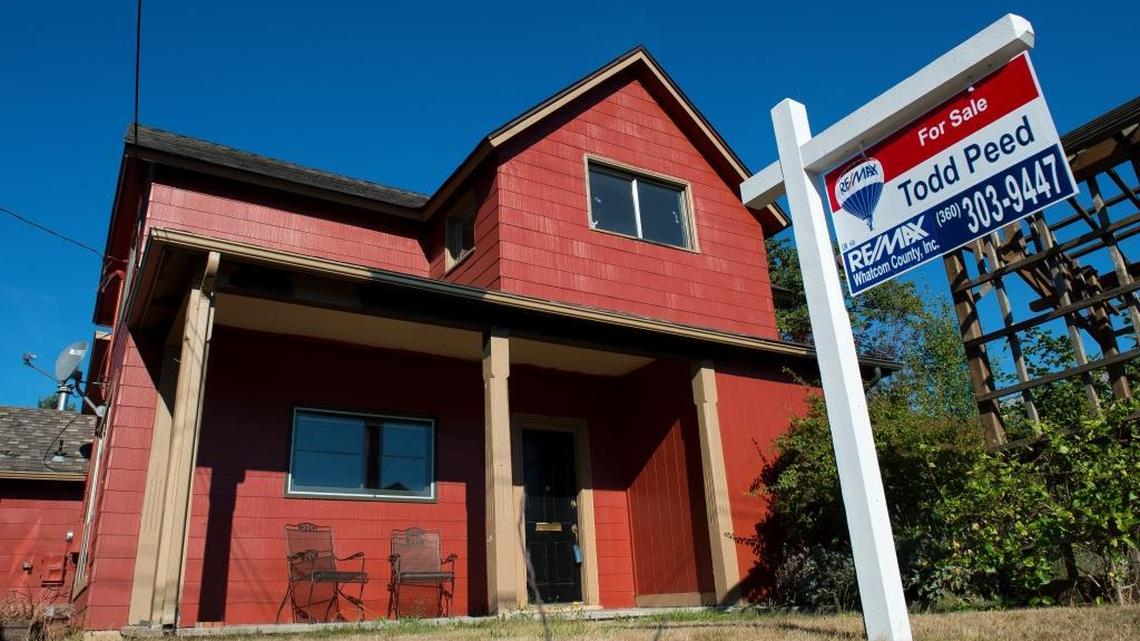 A house sits for sale in the 2500 block of West Street on Thursday, Aug. 25, in the Columbia Neighborhood in Bellingham. Home values in the Columbia Neighborhood increased 14.6 percent last month compared to a year ago, the biggest jump in Bellingham.