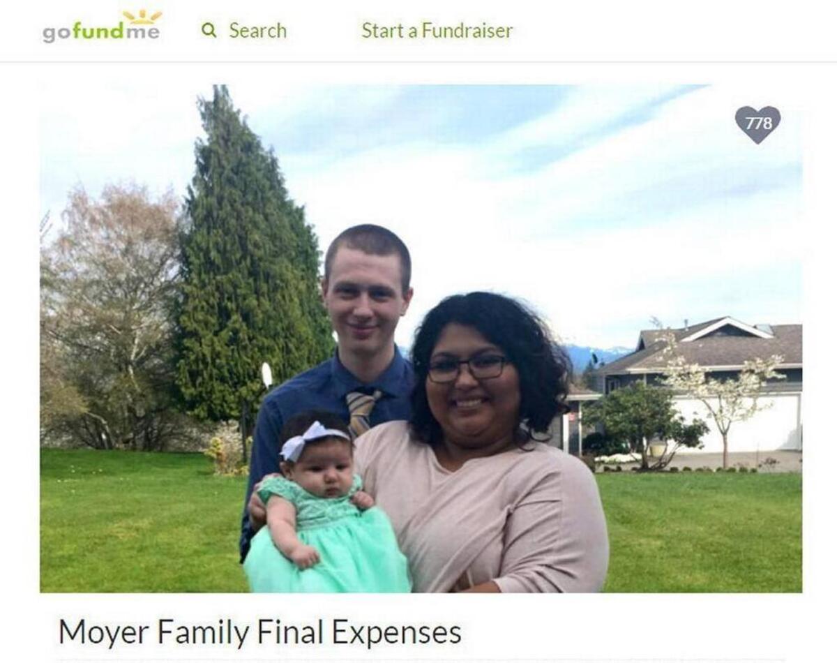 A GoFundMe page for Pamela C. Moyer, 24, whose husband and daughter died in a vehicle accident Sunday, exceeded its goal in less than 24 hours.