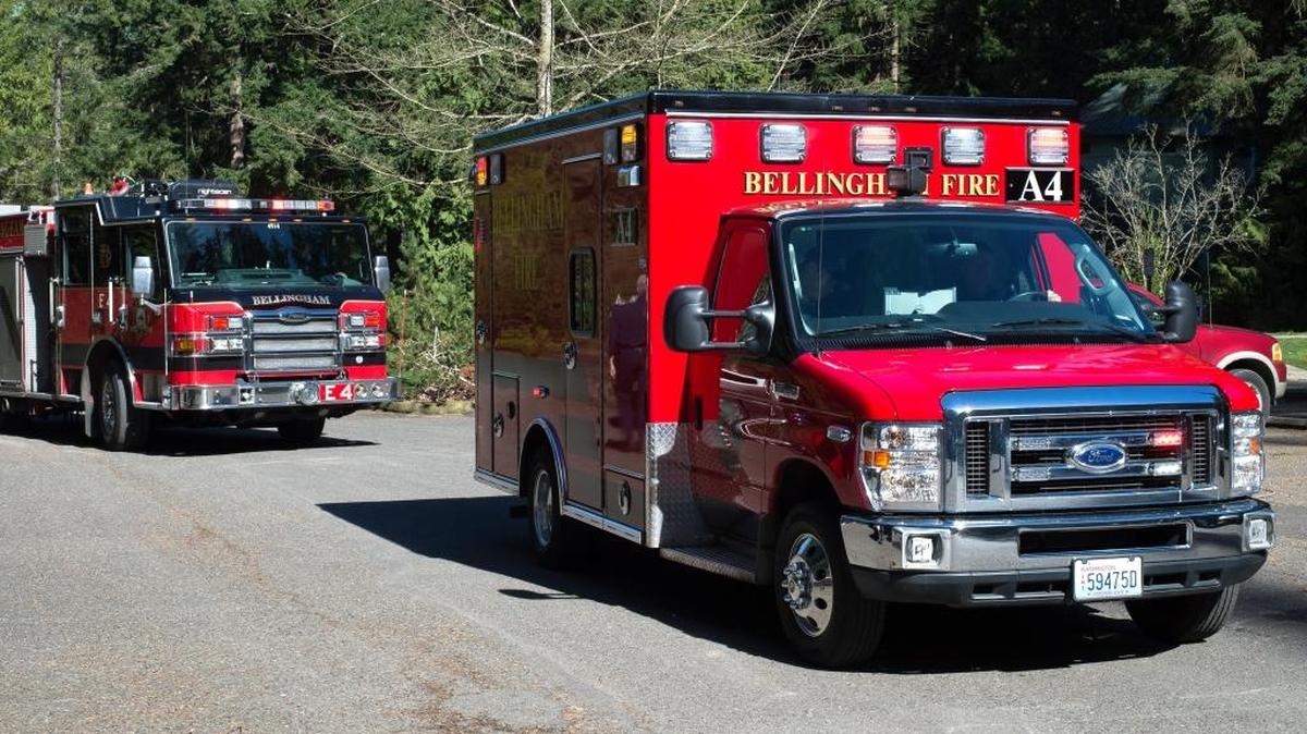 Emergency responders from Bellingham Fire Department leave Whatcom Falls Park after responding to a 911 call about a child in the water on Thursday, March 17, in Bellingham, Wash. The girl’s mother was able to rescue her; the child wasn’t hurt.