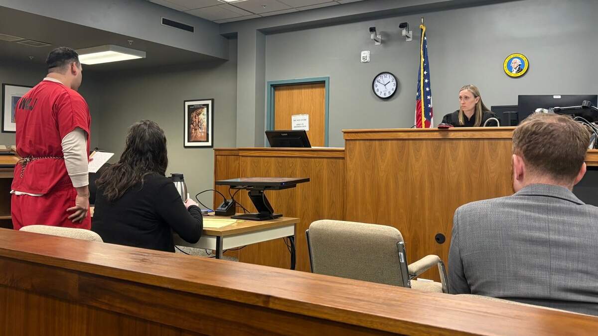 Jeff Enriquez, who pleaded guilty to stalking and assaulting a former coworker, addressed Judge Jennifer Slattery in Whatcom County Superior Court.