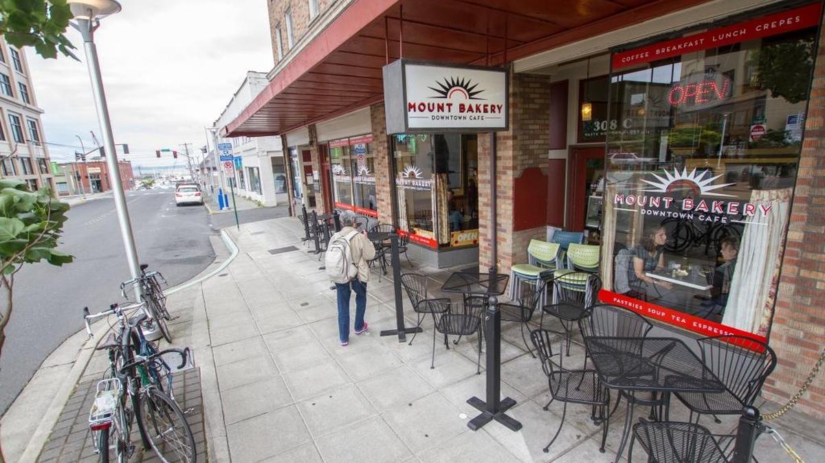 The storefront outside Mount Bakery in downtown Bellingham on May 27, 2016. The restaurant is one of 32 to receive a 2015 Silver Platter Award from the Whatcom County Health Department for excellent food safety.
