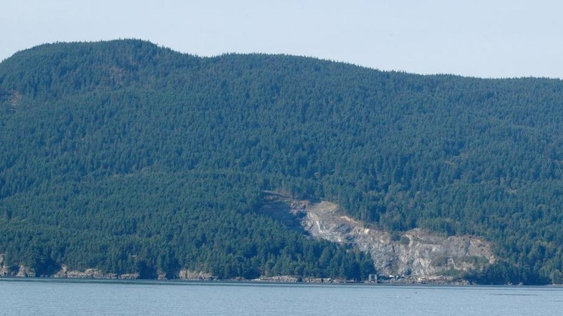 
This aerial photo taken in 2013 shows the Lummi Rock quarry on the east side of Lummi Island. The Lummi Island Heritage Trust has bought the quarry land for a little over $1 million to protect it and restore the 20 acres altered by mining activity.
