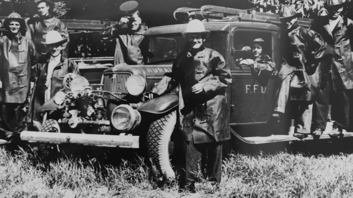 Ferndale Fire Chief Clyde Eaton, center, died in the line of duty in 1950. He would be honored at a new memorial in Olympia if the Washington State Fallen Firefighters Foundation raises enough money.