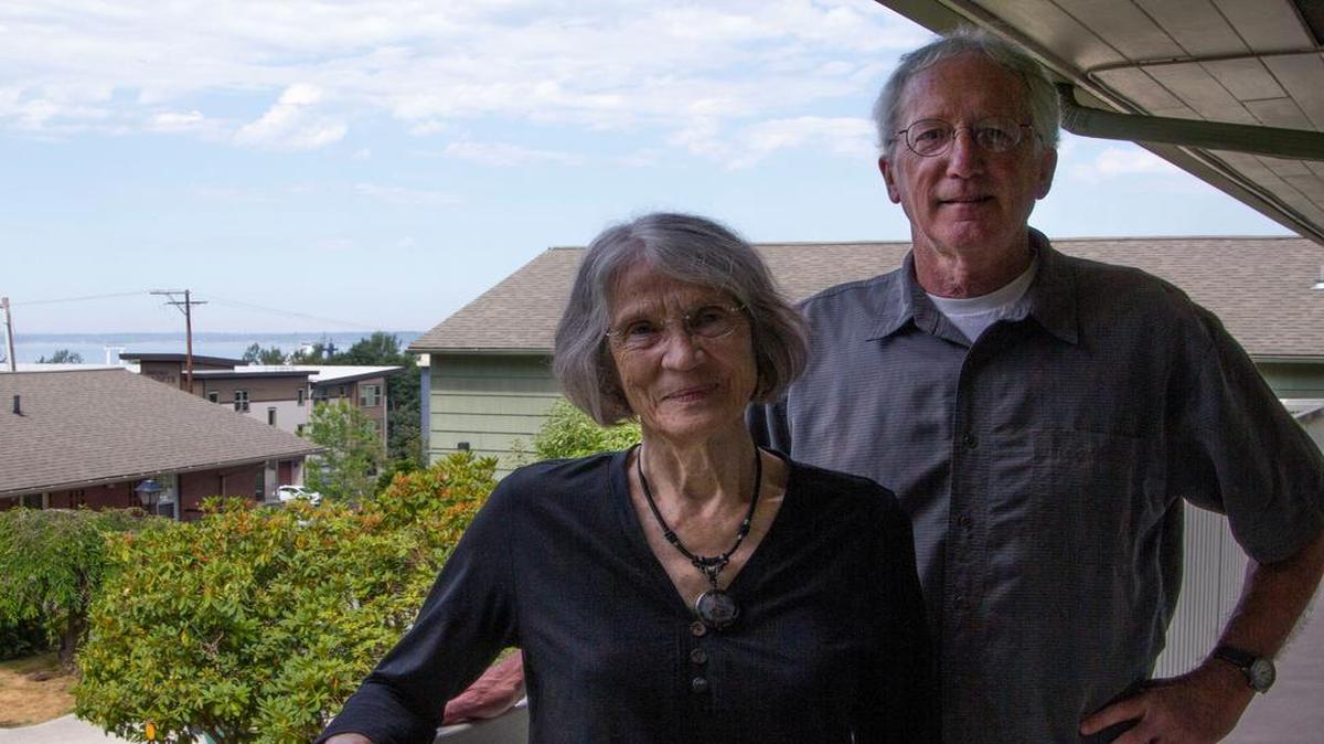 
Lavon Staveland Ells, left, lives at Orchard Terrace Apartments in Bellingham and Mike Stoner owns two units there. Their application recently put the 64-year-old housing complex on the Washington Heritage Register, and it could be added soon to the National Register of Historic Places.
