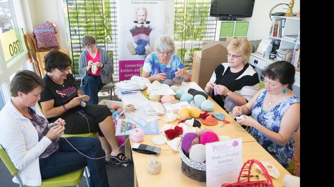Women make ‘knitted knockers’ for breast cancer survivors