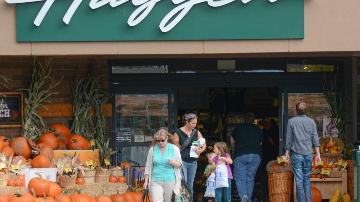 
Customers leave the Haggen grocery store on Meridian Street Thursday, Sept. 24, 2015, in Bellingham.

