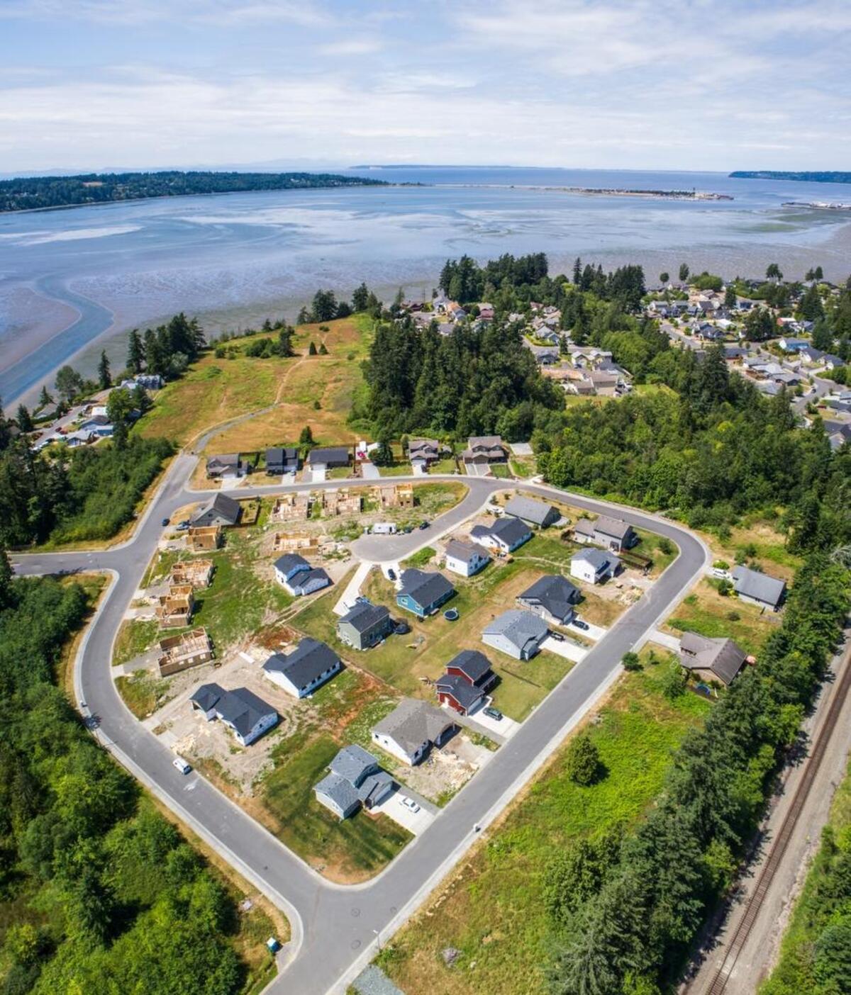 A drone captured this recent image of several Whatcom-Skagit Housing homes under construction in the Drayton Reach area south of downtown Blaine.