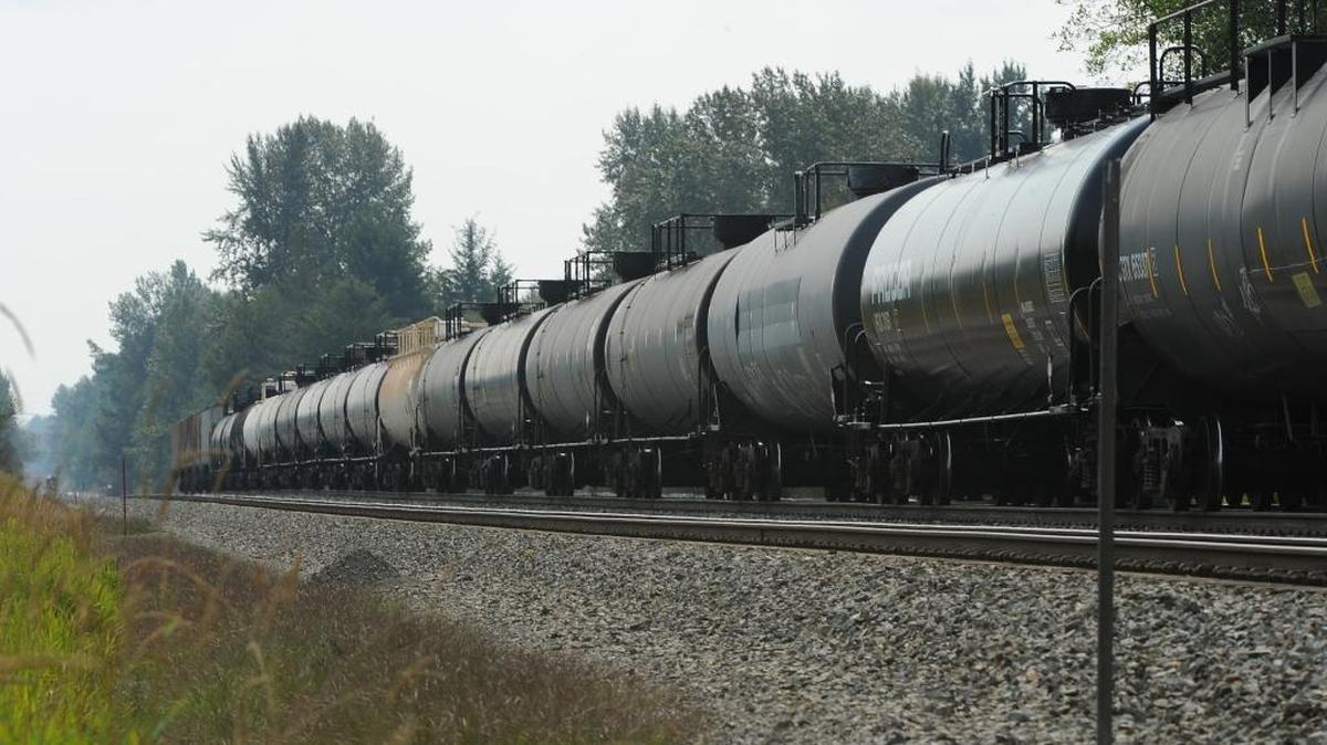 BNSF rail cars on the railroad siding in Custer on Aug. 22, 2014. The railroad is asking to close Valley View Road at the crossing.