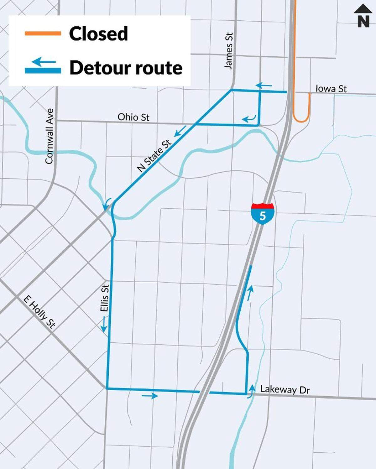 Detour map provided by WSDOT