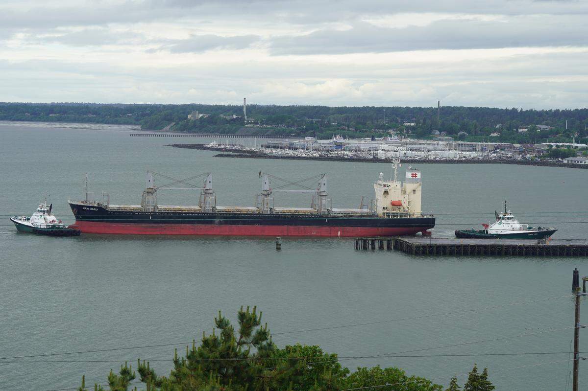 The 590-foot Bulk Carrier Ken Haru arrived at the Bellingham Shipping Terminal on Monday, June 3, 2024, to remove the last load of recycled metal for ABC Recycling.