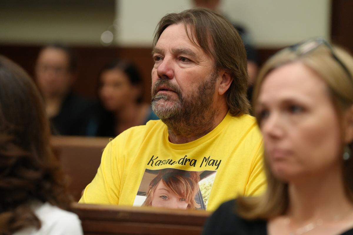 Kasaundra “Kassy” May Booker’s step-dad Chris Turner appeared in Whatcom County Superior Court on Monday, July 1, 2024, for the sentencing hearing of Shilo Aron Englert, 35, who fatally shot Booker on Feb. 8, 2022, in Bellingham, Wash.