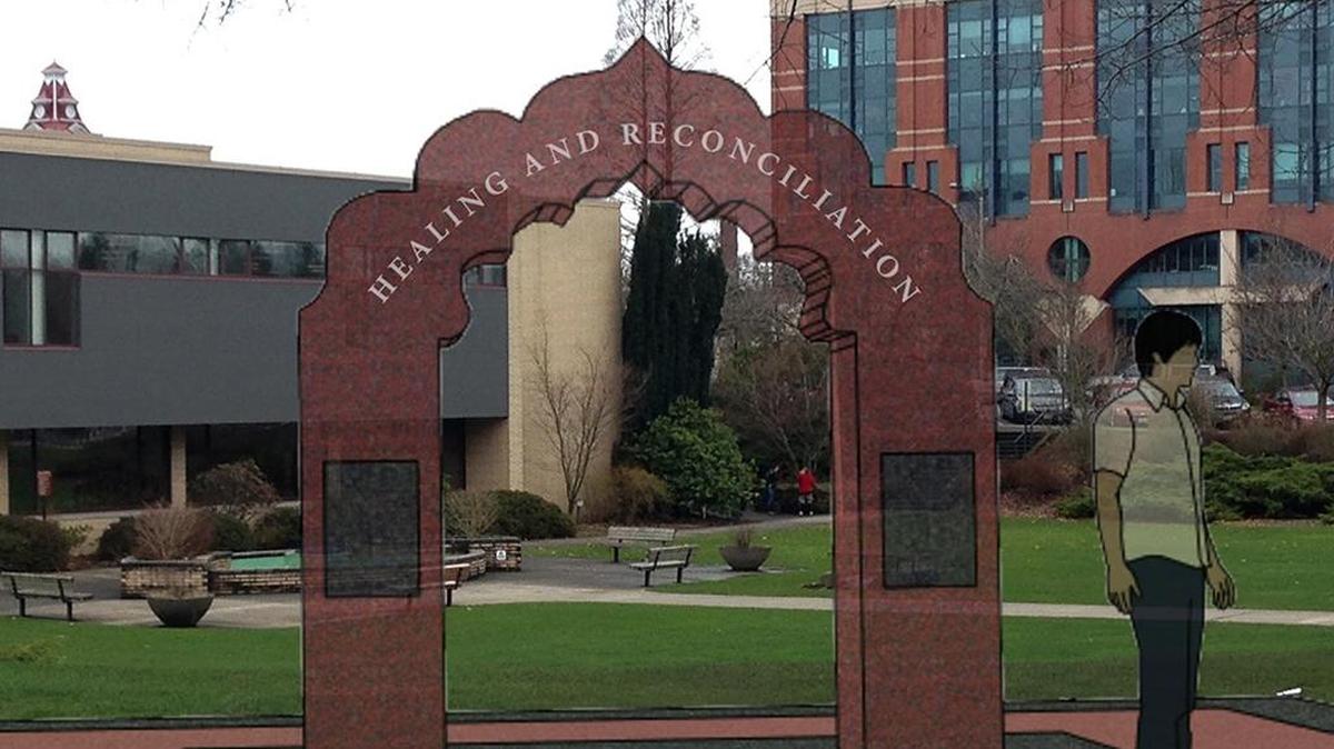 A rendering of the Arch of Healing and Reconciliation, which will be built on the lawn behind Bellingham Public Library at Lottie and North Commercial streets.
