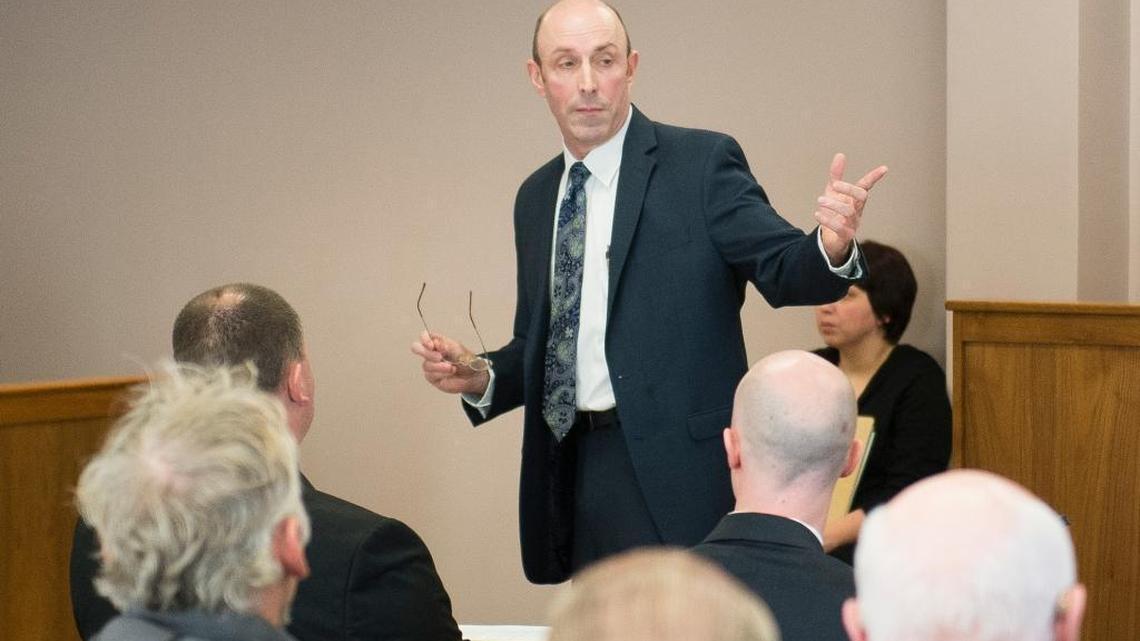 Eric Richey, then chief criminal deputy prosecuting attorney, in court in 2018. Now Whatcom County’s Prosecuting Attorney, Richey said 160 court cases have been dismissed in Whatcom County due to the Washington State Supreme Court striking down the state’s felony drug possession law in late February.
