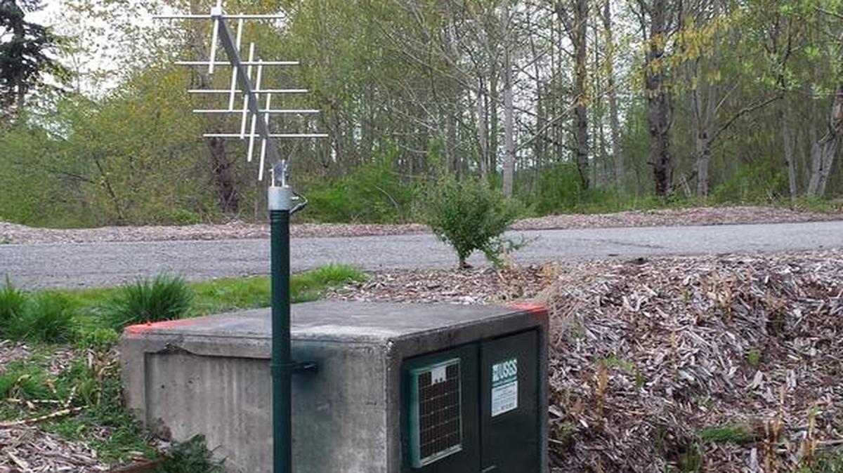 Someone stole the antenna from the U.S. Geological Survey river gauge at Mill Creek near Bellingham, shown in this undated photo.