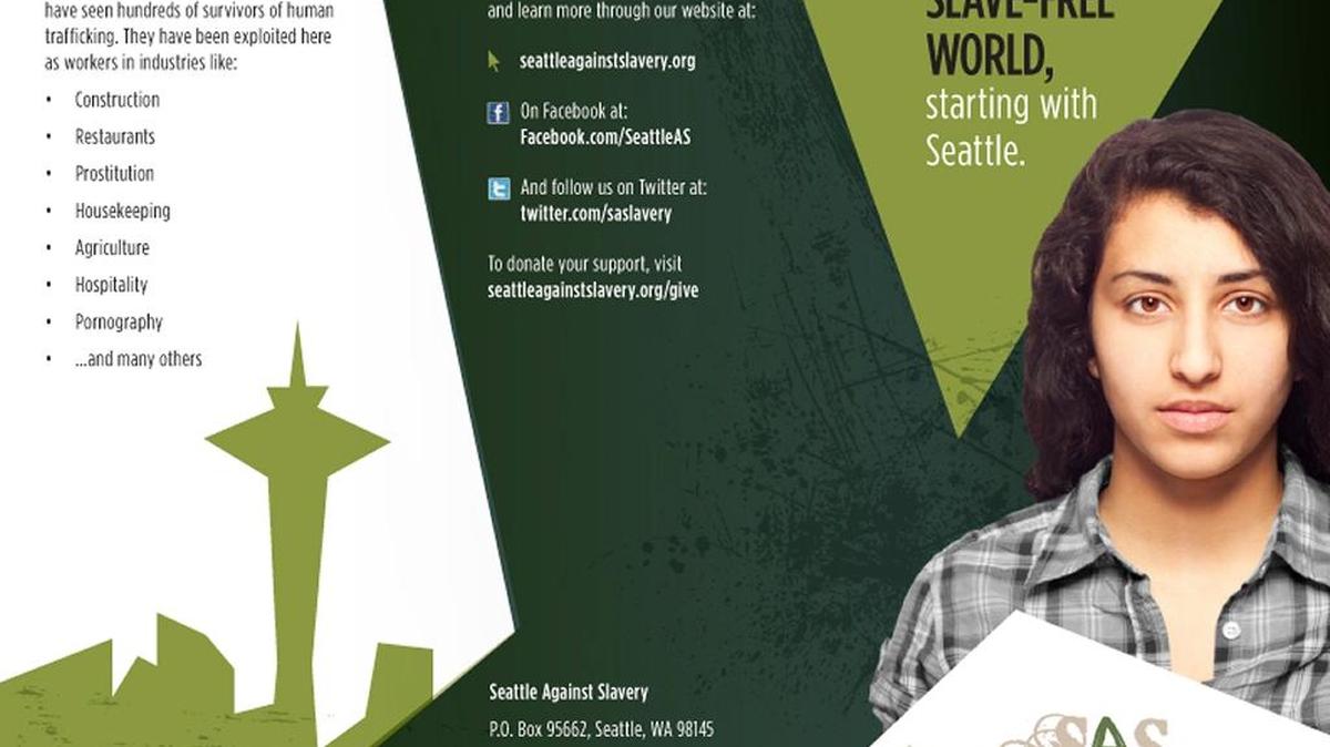 Brochure about human trafficking and slavery from Seattle Against Slavery.