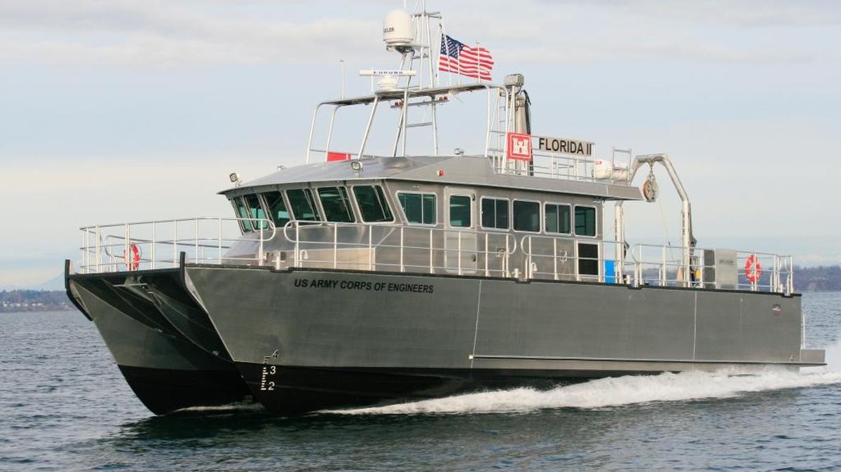 A look at the Florida II, a 62-foot survey vessel All American Marine built for the U.S. Army Corps of Engineers Jacksonville district. The company is building a similar vessel for the Philadelphia district.