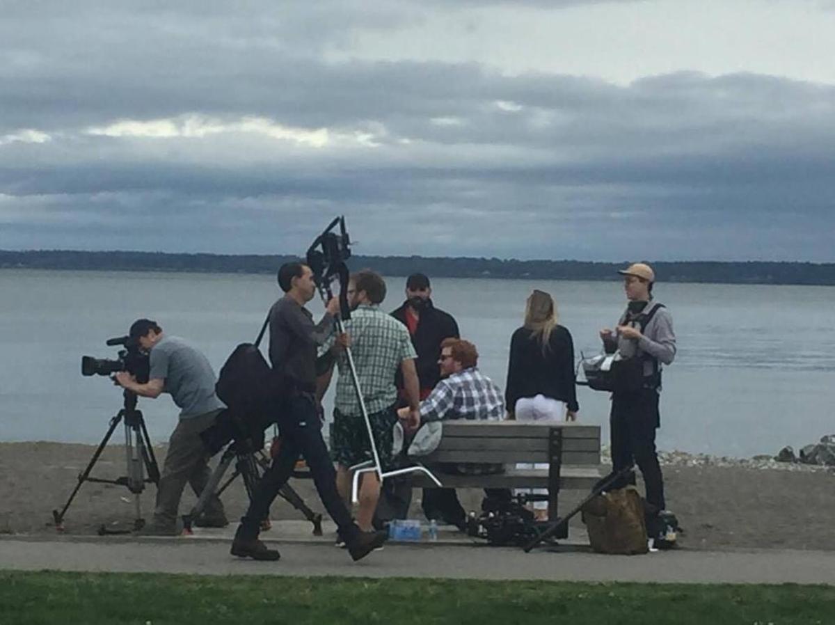 A television crew sets up equipment at Boulevard Park in Bellingham. It could be one of the areas featured in an upcoming episode of HGTV’s “Beach Hunters.”