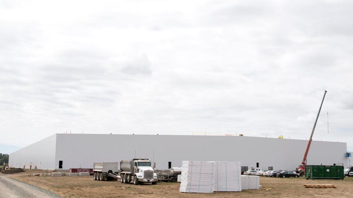 
The Preferred Freezer building was nearing completion Thursday, Aug. 6, 2015 in Lynden, Wash.
