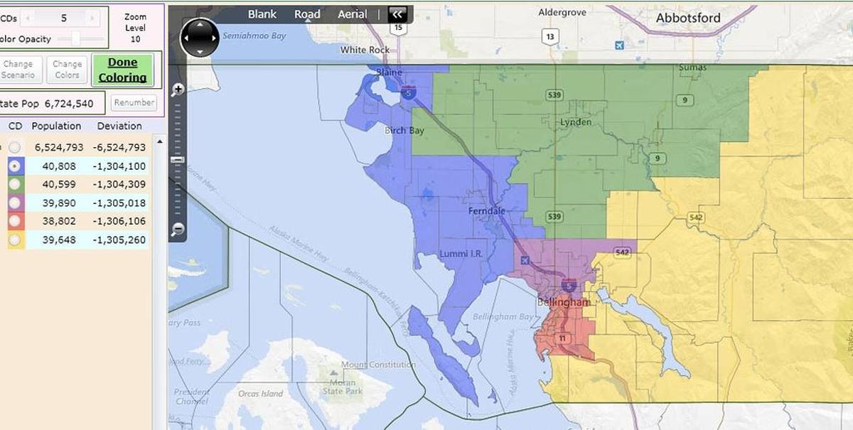 This screenshot of what five Whatcom County districts could look like was provided by Todd Donovan after a public records request. He sent the image in a Dec. 1, 2014, email to Lisa McShane. Supporters of the five-district proposal have used this map for illustrative purposes ever since.