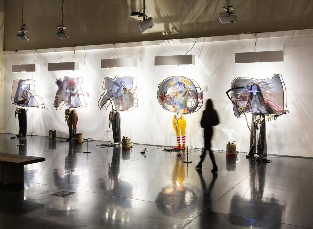 “Exxon: The Five Horsmen of the Apocalypse” by the artist Ed Bereal at the Whatcom Museum in Bellingham on Oct. 9. Weeks after the show opened, Amy Chaloupka, the museum’s curator of art, and Bereal said the public response to the potentially controversial 40-foot holographic and mirrored installation reimagining the Bible’s Four Horsemen of the Apocalypse had been positive.