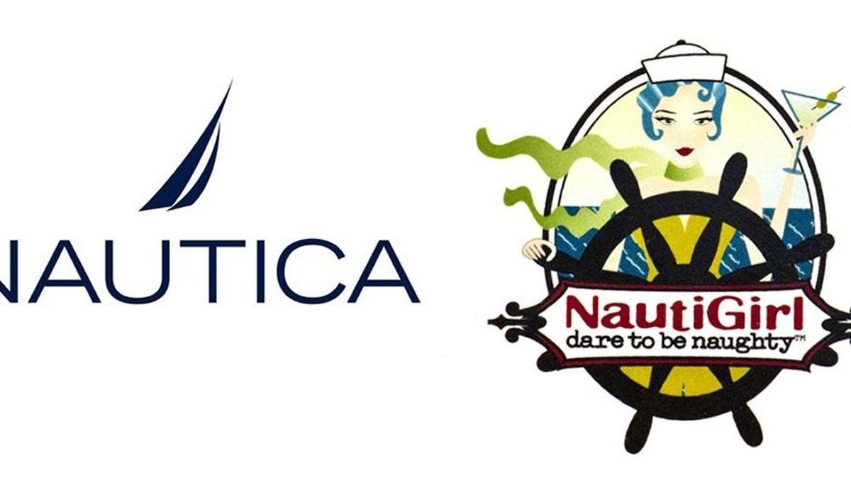The Nautica logo on the left and the Nautigirl logo on the right. Nautigirl was in a legal battle with Nautica over a trademark issue.