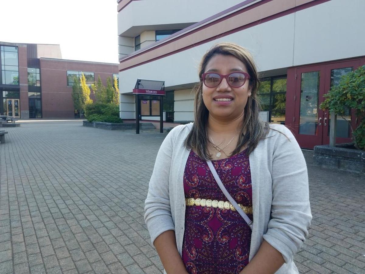 Elizeth Castro, 28, at Whatcom Community College. Castro has two young boys and dreams of one day opening her own business.