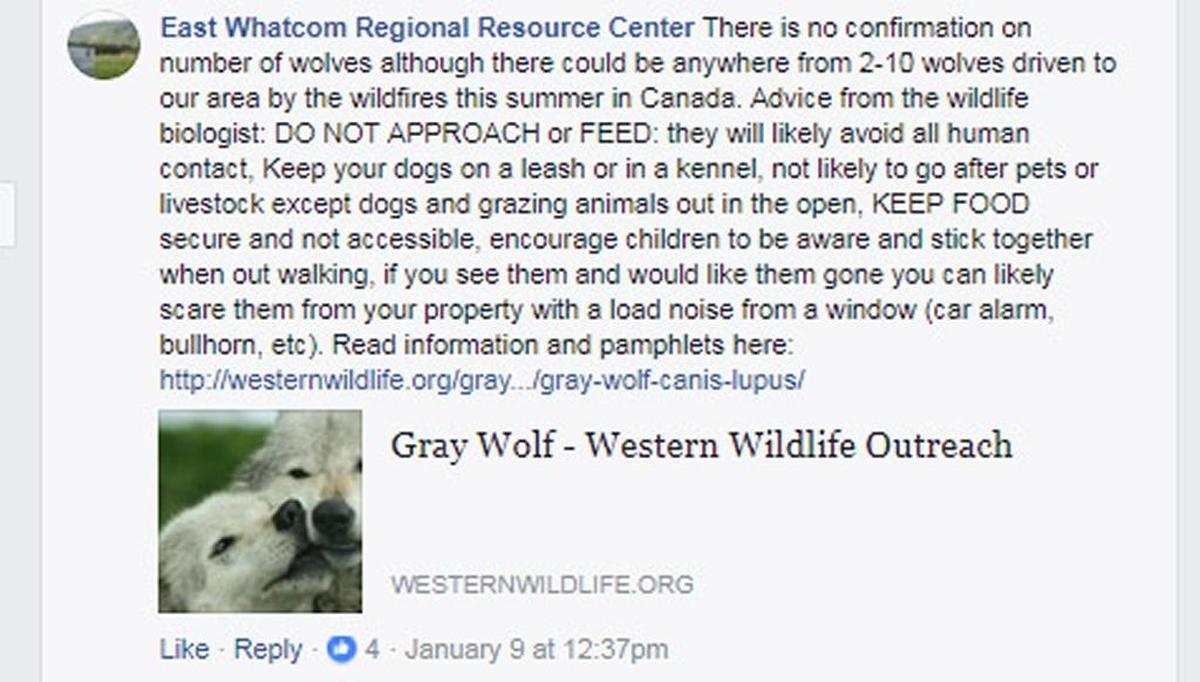 East Whatcom Regional Resource Center posted this warning to area residents on Jan. 9.
