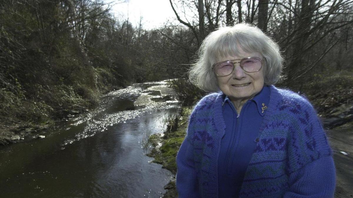 
Lois Garlick of Bellingham, shown in 2004 by Squalicum Creek, was a longtime, award-winning environmental advocate. She died Sunday, June 28, 2015, at the age of 95.
