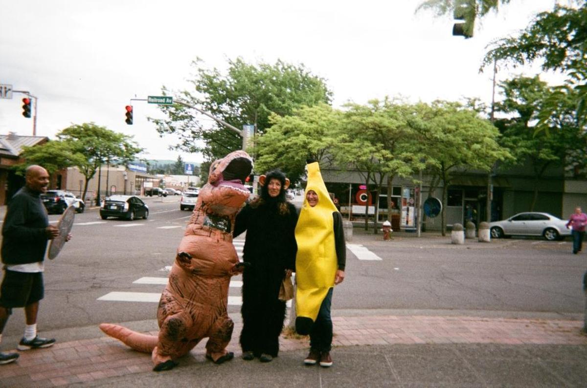 Tyson Mitchell took a photo of people dressed in costumes in downtown Bellingham for a photography project for Northwest Youth Services.