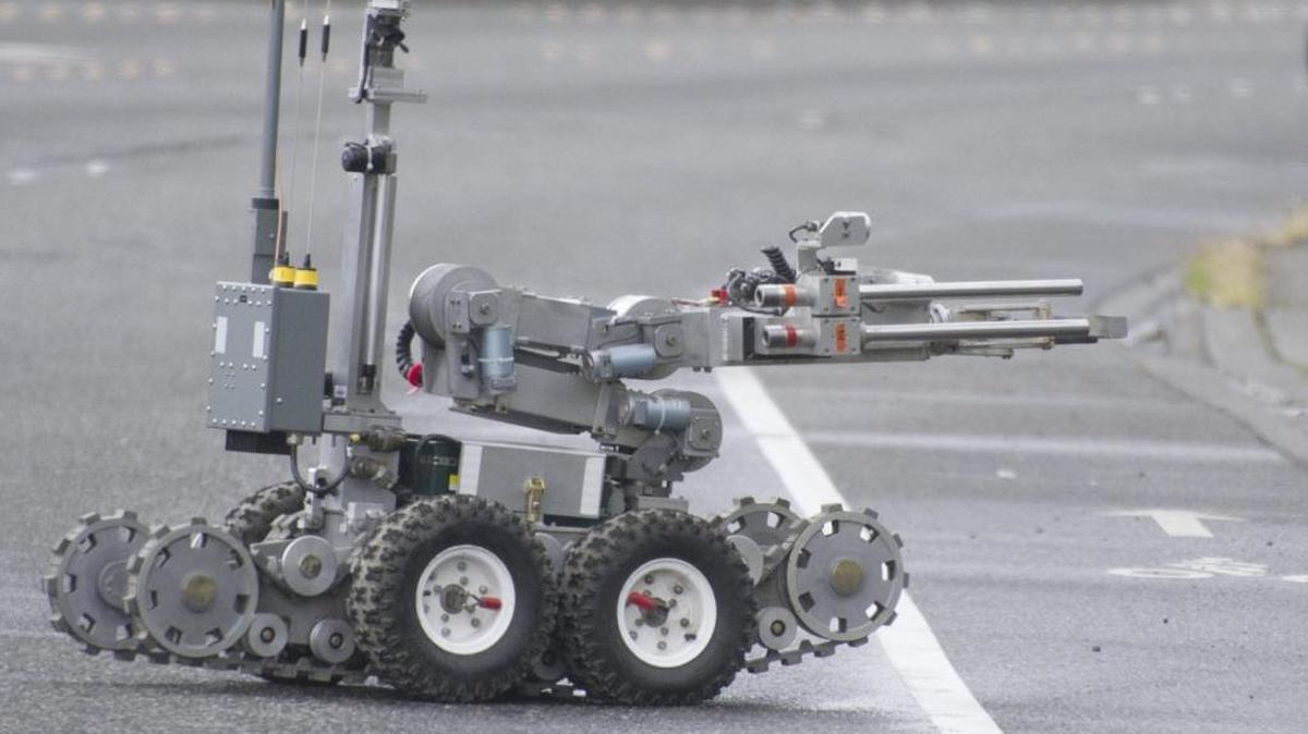 A bomb robot was used Saturday afternoon to remove a container of picric acid left at Whatcom County Disposal of Toxics Facility.