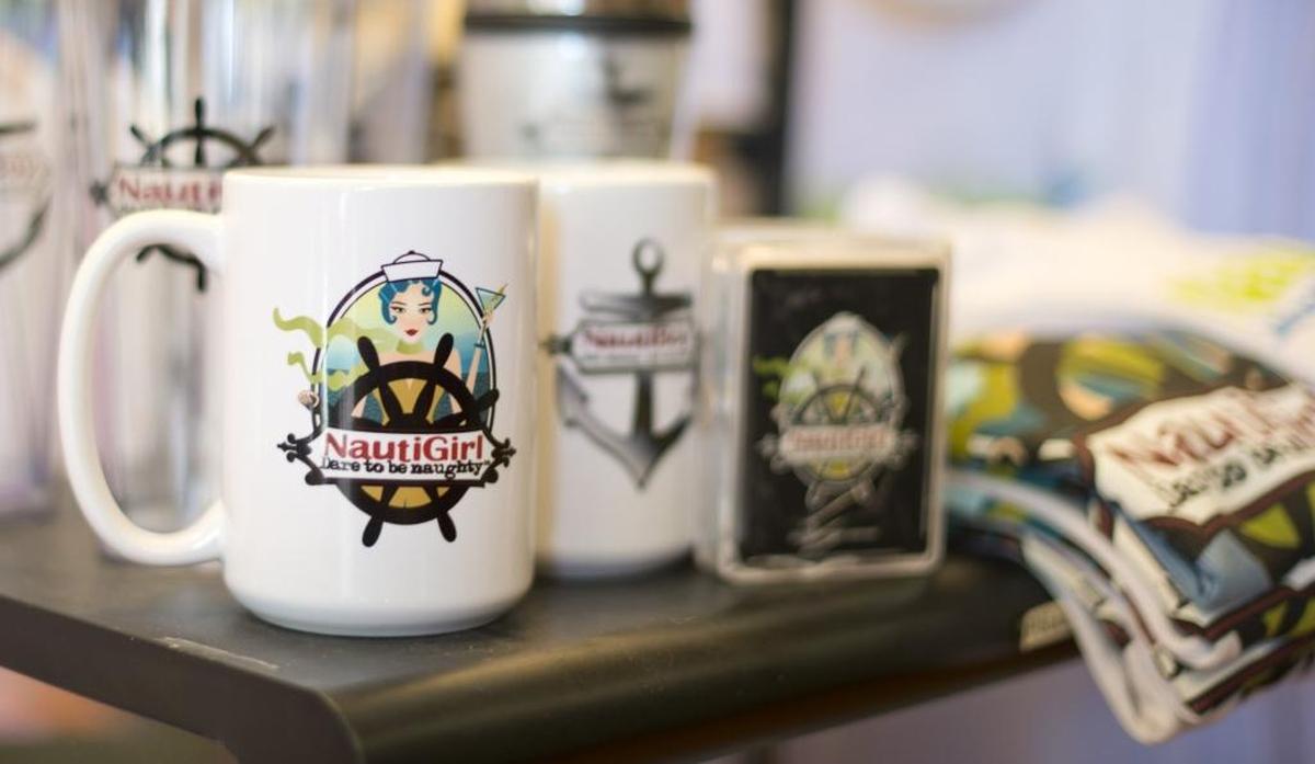 Nautigirl products on display, Aug. 1, 2014 at Bay to Baker Trading Company in Fairhaven.