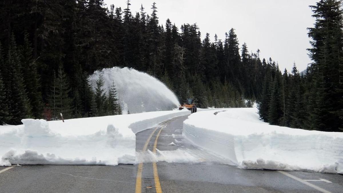 Crews clearing the North Cascades Highway from the Whatcom-Skagit side reached milepost 156 on Monday, May 1. They are about a mile and a half west of Rainy pass working on 3 to 4 feet of snow in the area.