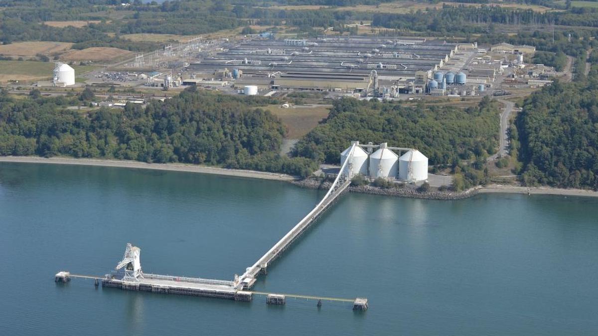 The pier at Intalco is shown in an aerial photo from 2013. Petrogas bought the pier and associated items in Spetember 2016, according to Whatcom County documents.