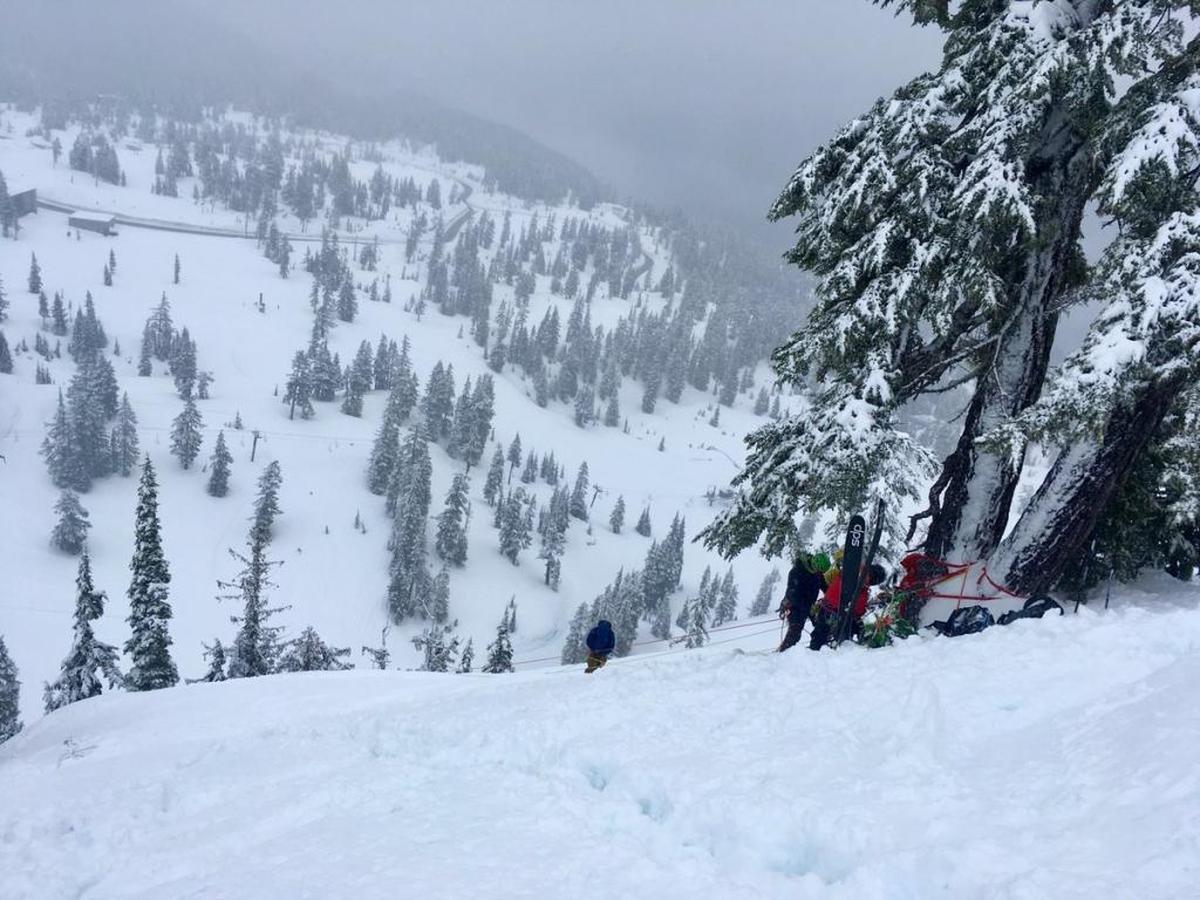 Members of the Bellingham Mountain Rescue Council train in the Mount Baker wilderness in early February 2018.