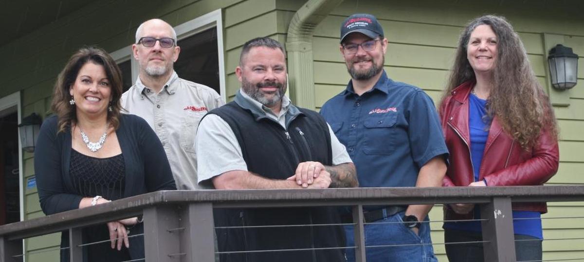 The five new owners/members of A-1 Builders: Bobbi Plata, Patrick Martin, Justus Peterson, Shawn Serdahl and Maggie Bates. All five have worked at management levels of the company.