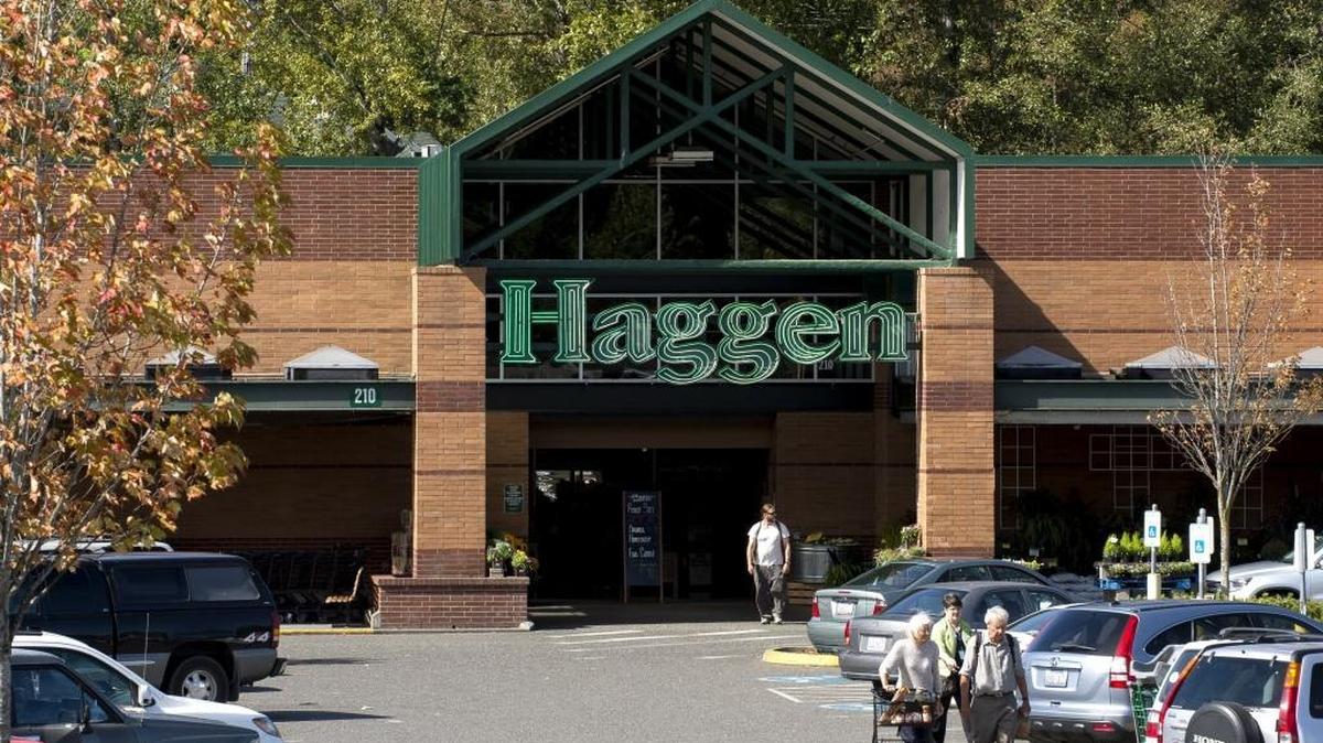
Customers leave the Haggen store at Sehome Village on Wednesday, Sept. 9, in Bellingham, Wash. Haggen filed for Chapter 11 bankruptcy reorganization on Tuesday.
