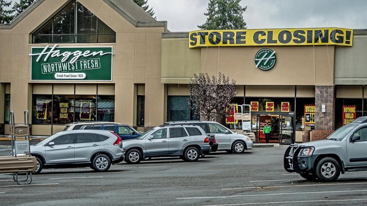 A Haggen store in Spanaway held a store closing sale in August 2015. The Bellingham-based grocer will begin store closing sales this month for four of its non-core stores, two of which are in Washington
