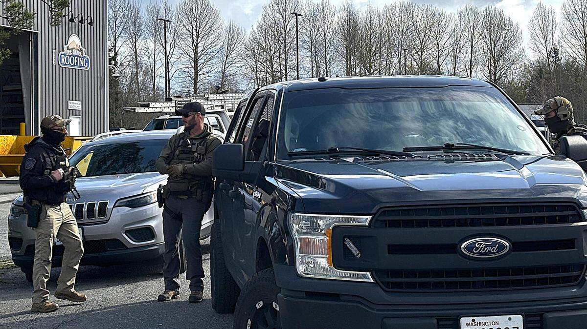 U.S. Immigration and Customs Enforcement (ICE) agents conducted a raid at Mount Baker Roofing in Bellingham on Wednesday, April 2, 2025. Approximately 20 people were detained and removed from the property in buses.