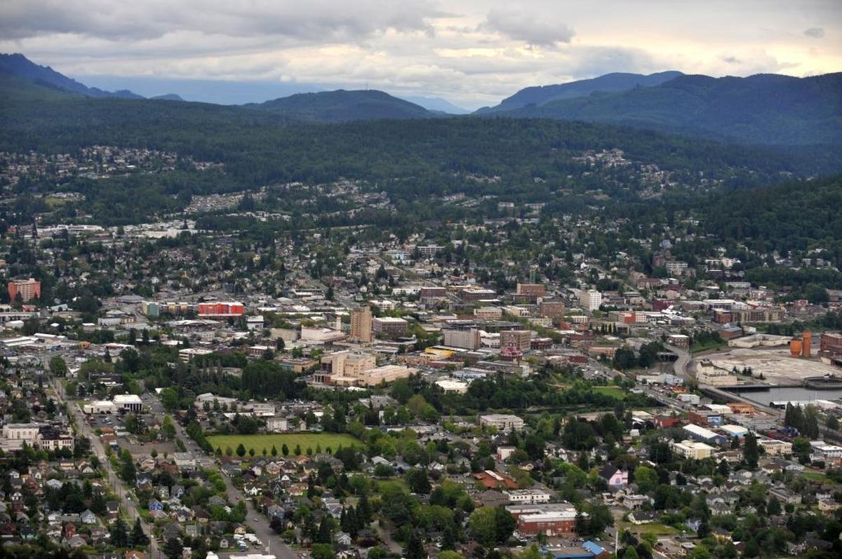 Bellingham looking east. The green field in the middle is Battersby Field in front of Whatcom Middle School. The Bellingham City Council recently voted to consider an ordinance that would ban so-called “source of income discrimination” in rental housing.