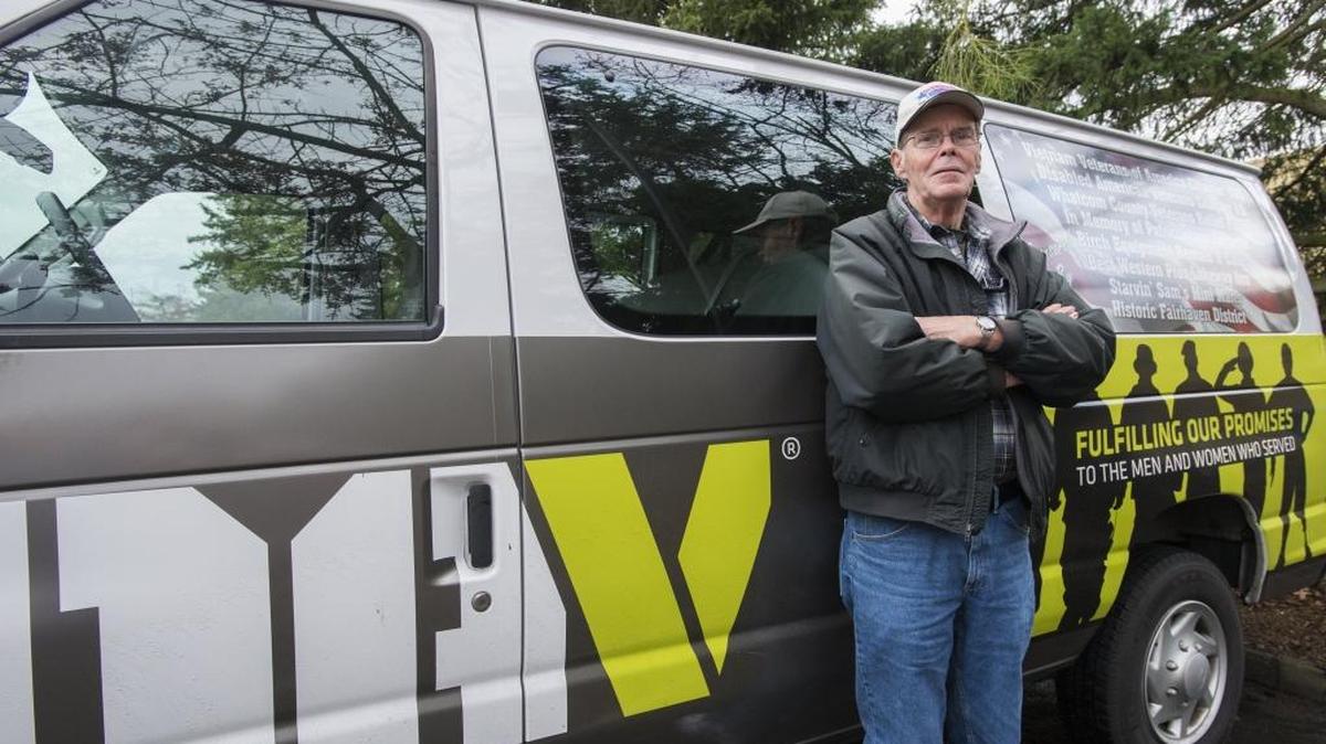 Steve Carr volunteers to drive military veterans from Bellingham to the VA Hospital in Seattle.