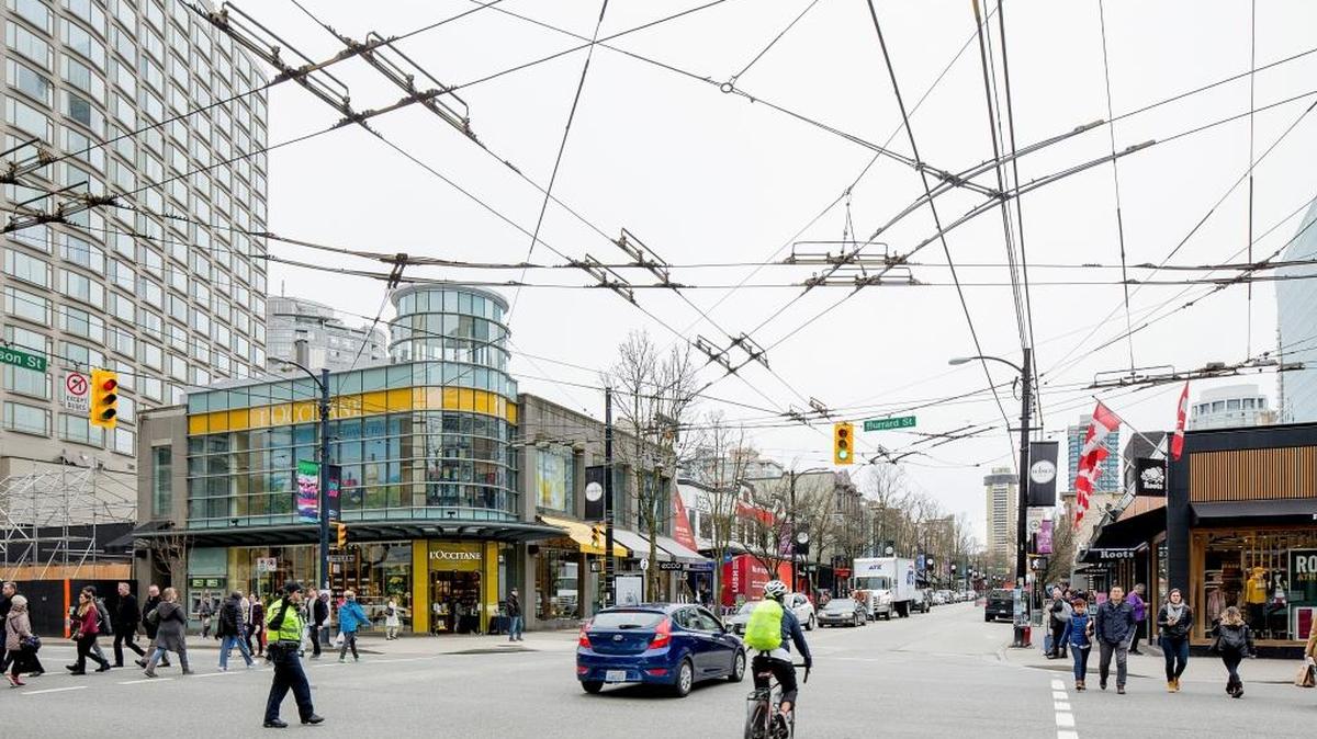 Downtown Vancouver, British Columbia, Canada, March 20, 2017. Thanks to recently-announced lumber tariffs, British Columbia’s too-close-to-call legislative assembly election could well hinge on what voters in the sharply polarized province think of — who else — Donald Trump.
