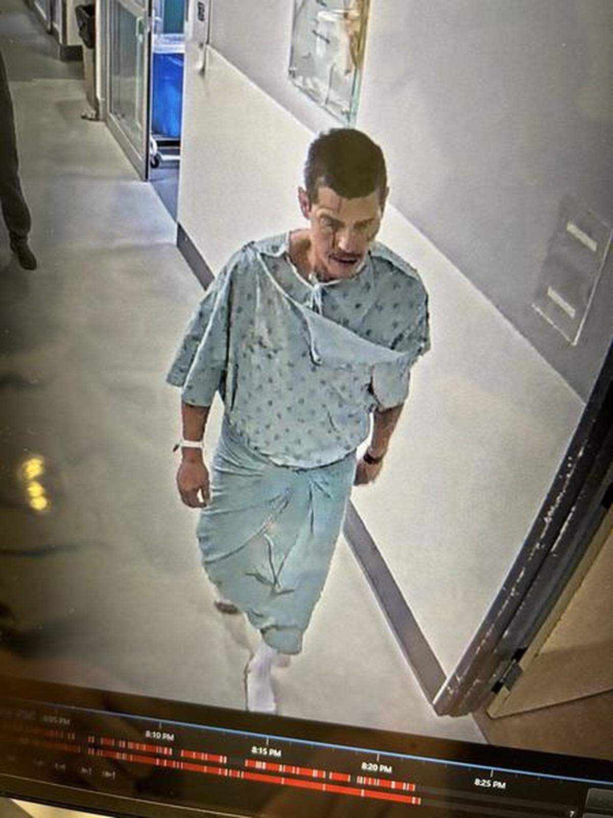 St. Joseph Medical Center security footage shows Jason John prior to leaving the hospital Sunday night.