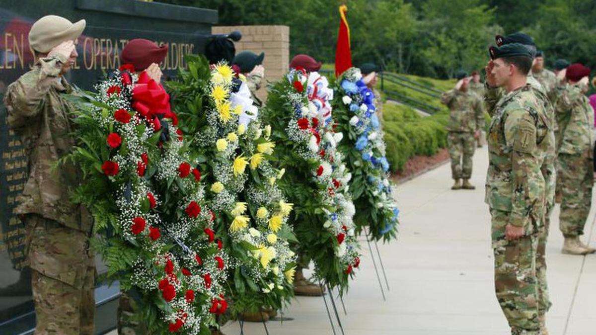 U.S. Army Special Operations Command added three names to a memorial wall outside the unit's headquarters Thursday: Master Sgt. Joshua L. Wheeler, 1st Sgt. Peter A. McKenna, Jr., and Sgt. 1st Class Matthew Q. McClintock. All were killed in combat in the last year.