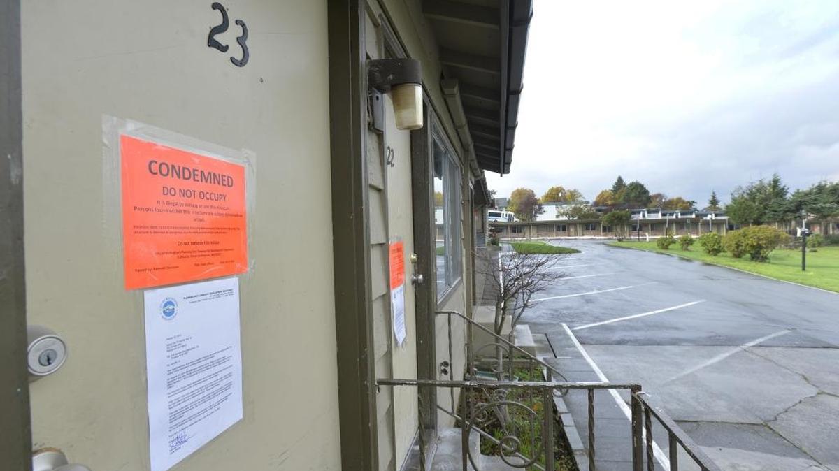 The Aloha Motel on Samish Way in Bellingham, Tuesday, Oct. 28, 2014. The Bellingham City Council officially declared the motel a "blight" on Monday, Oct. 27, and voted to begin condemnation proceedings.