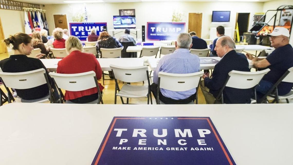 Donald Trump supporters gather at the Whatcom County Republicans’ Election Night party at American Legion Post 7 on Tuesday Nov. 8, 2016, in Bellingham, Wash.
