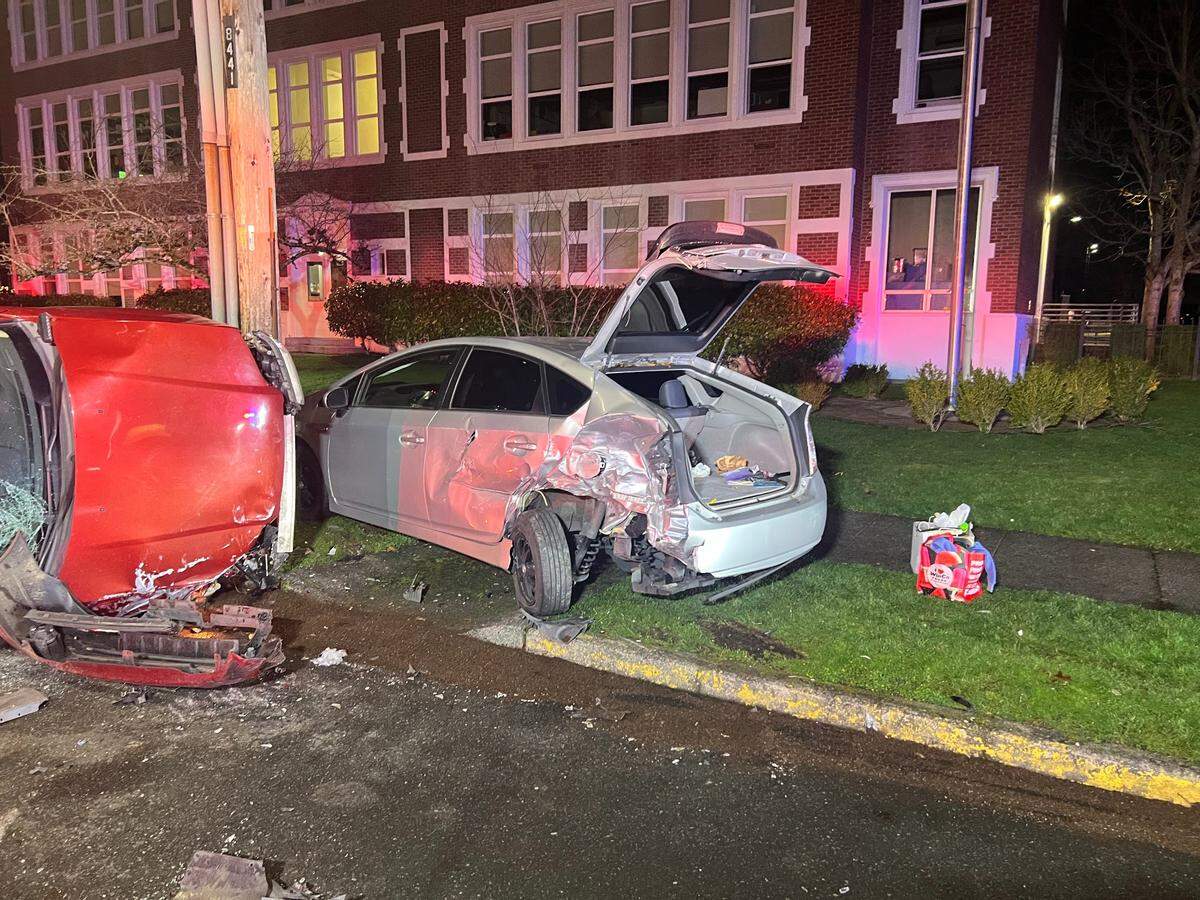 A DUI suspect allegedly crashed into two parked cars in Bellingham on Jan. 11, 2025. 